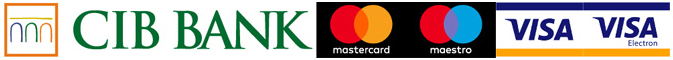 Płatności kartą bankową obsługuje: CIB Zrt.  -  Akceptowane karty: MasterCard, Maestro, VISA, VISA Electron
